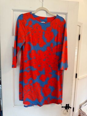 MAHI GOLD Blue & Red Floral Long-Sleeve Shift Dress